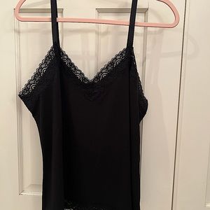 Susan Graver-New-XL-Essentials Liquid Knit Lace Trimmed Camisole Black